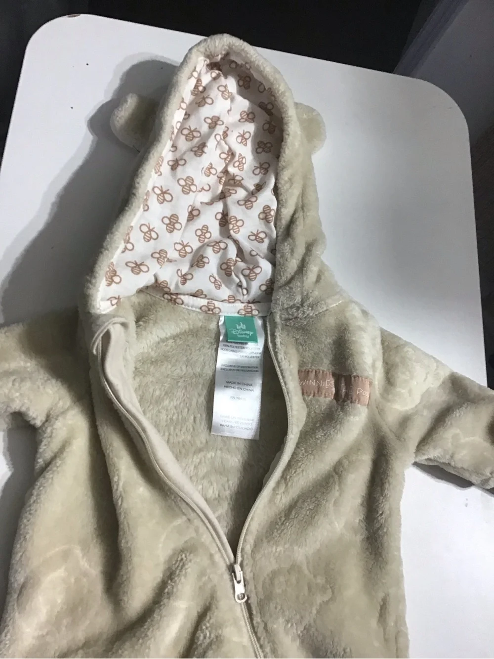 Cozy Cream Plush Baby One-Piece Hooded Romper